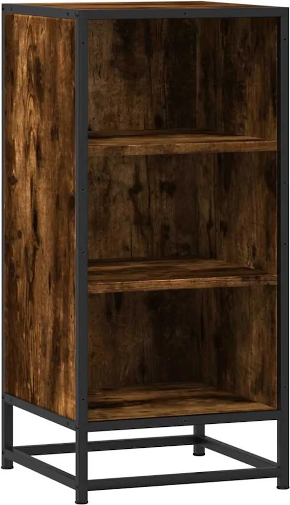 vidaXL Dulap, stejar fumuriu, 35,5x35x76 cm, lemn prelucrat și metal