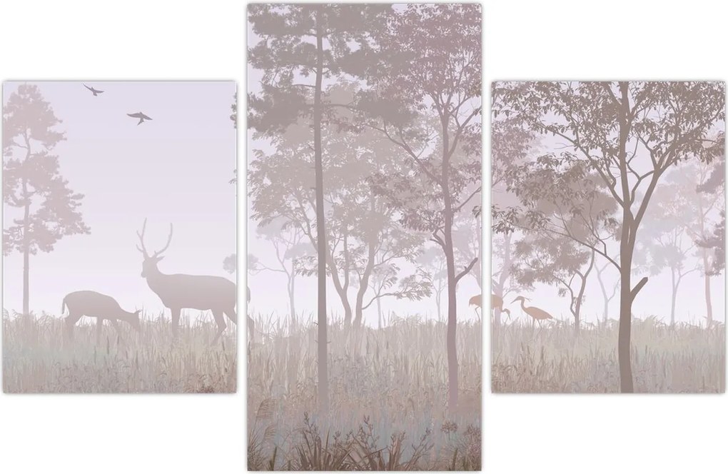 Tablou - Pădure,monocrom (90x60 cm)