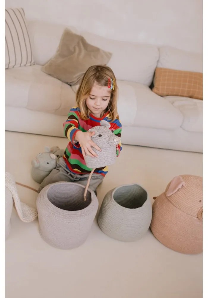 Coș de jucării pentru copii gri din material textil ø 15x15 cm Mini Renata the Rat – Lorena Canals