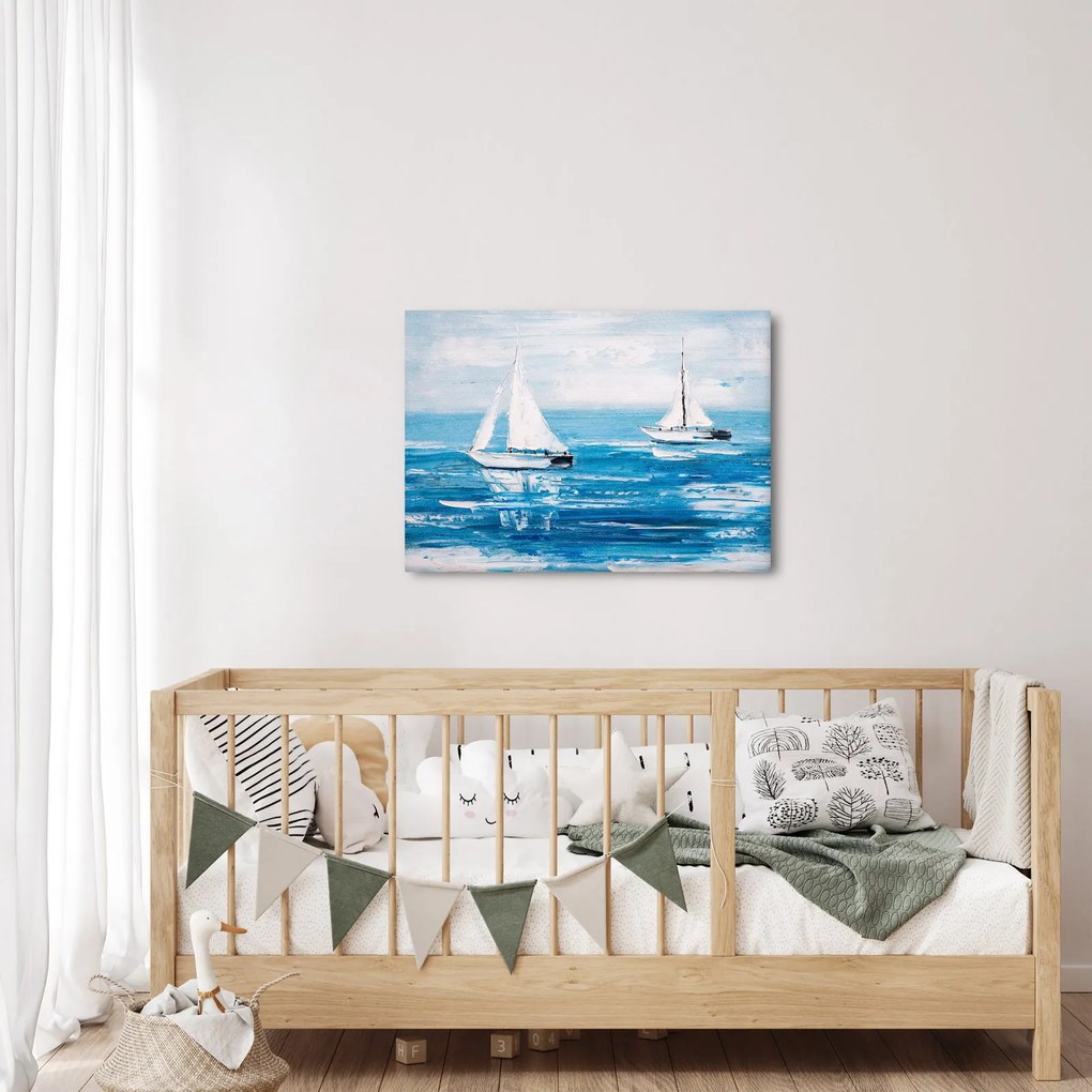 Tablou - Pictură yacht pe mare (70x50 cm)