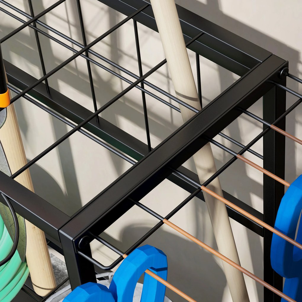 Outsunny Organizator de unelte de grădină cu cârlige suport-unelte de garaj pe 3 niveluri 84 x 53 x 73 cm portocaliu | Aosom Romania