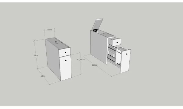 Dulap de baie CALENCIA 55x60 cm antracit