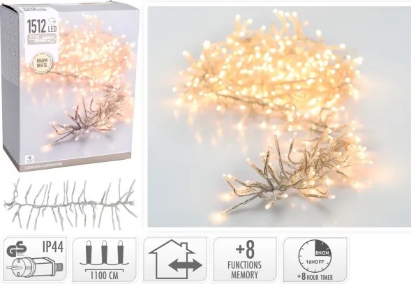 Ghirlandă LED de exterior pentru Crăciun 1512xLED/230V/8 funcții 14 m IP44 alb cald