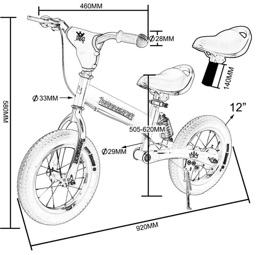 Rennmeister Bicicletă fără pedale pentru copii QUIDO, de la 3 ani, roz