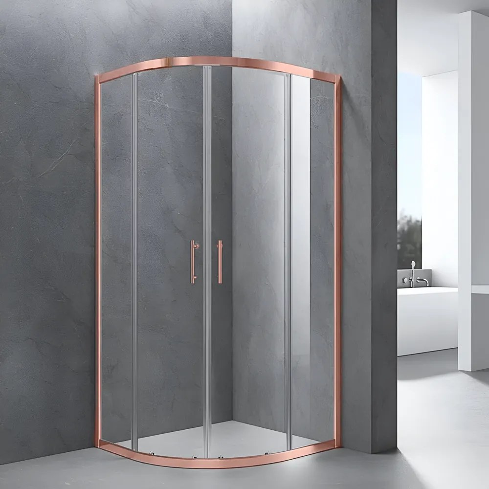 Murcia Rose Gold Cabină De Duș Semirotundă 80x80, 190cm, 6mm NANO