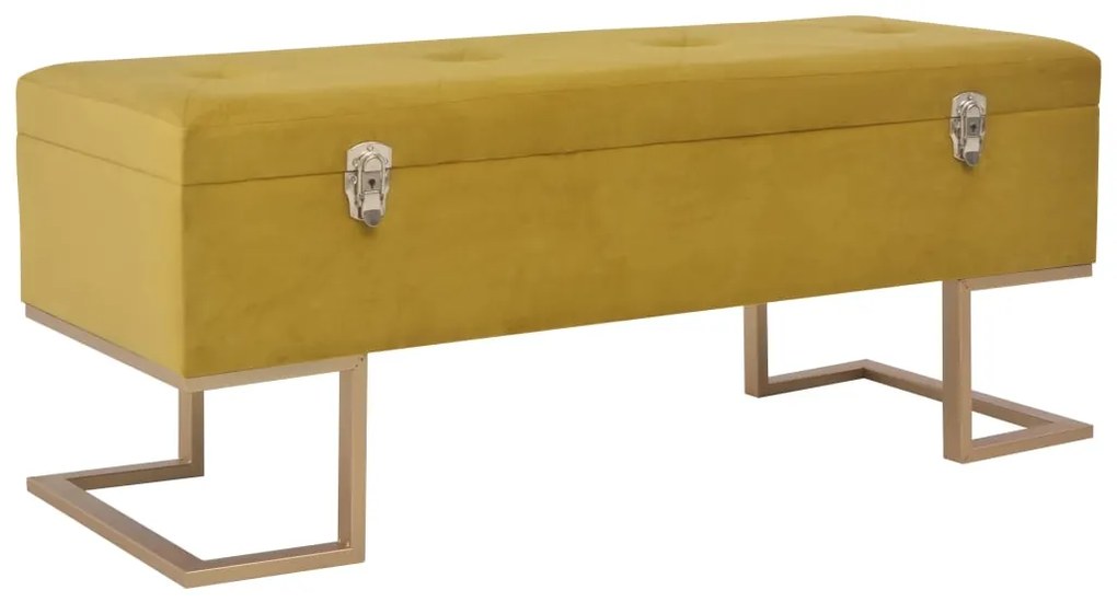 vidaXL Banchetă cu un compartiment de depozitare muștar 105cm catifea