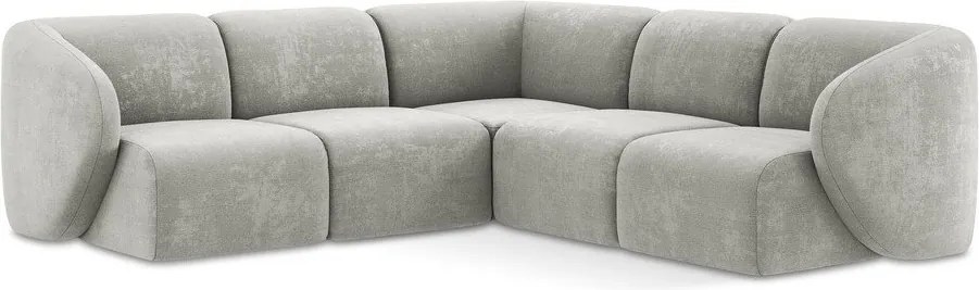 Colțar gri deschis cu tapițerie din chenille Lani – Makamii