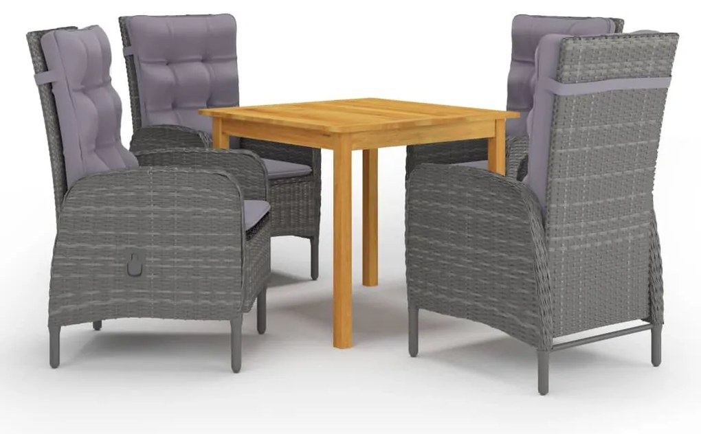 vidaXL Set mobilier de grădină, 5 piese, gri