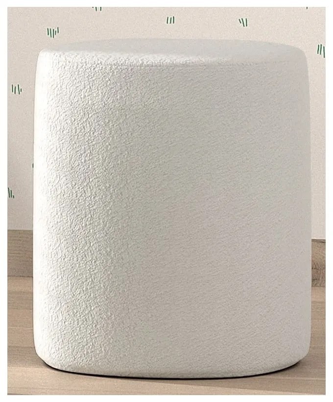 Puf de copii alb cu tapițerie din stofă bouclé MOON – Vipack