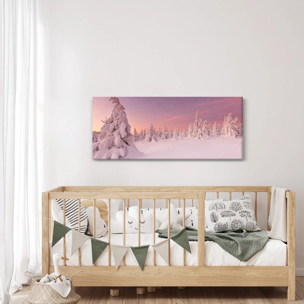 Tablou - Copaci sub așternut de zăpadă (120x50 cm)