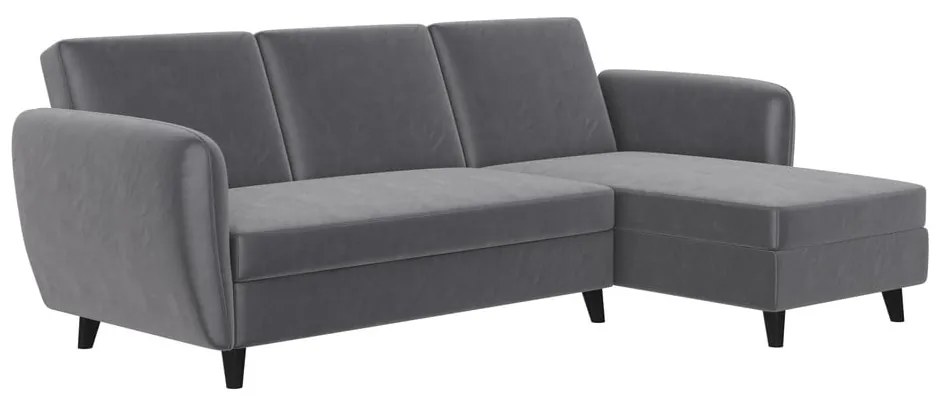 Colțar gri extensibil cu tapițerie din catifea Perry – Støraa