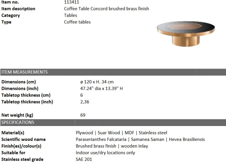 Masuta de cafea design LUX Concord diam.120cm 113411 HZ