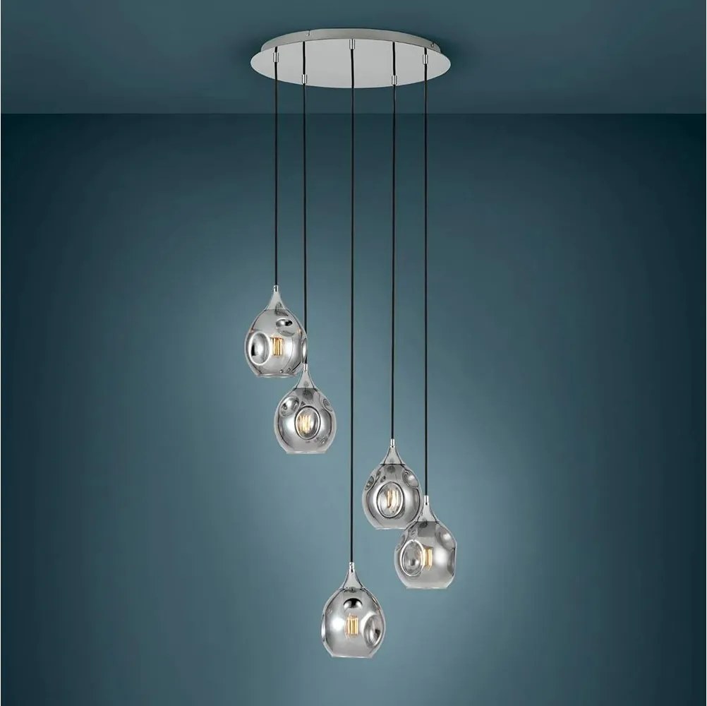 Eglo 39682 - Lustră BREGALLA suspendată pe cablu, 5xE27/40W/230V, negru/fumuriu