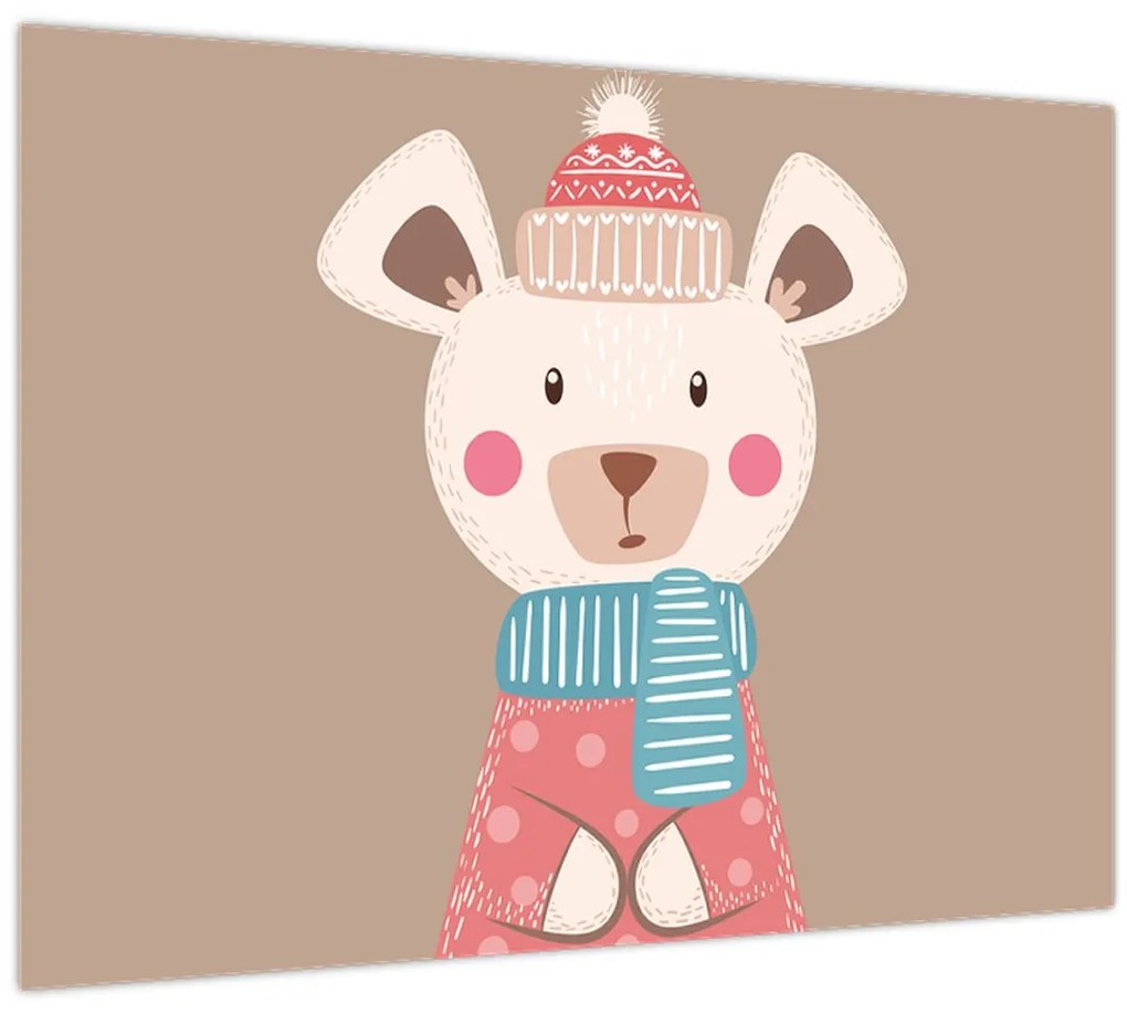 Tablou pe sticlă - Șoarece cu eșarfă (70x50 cm)