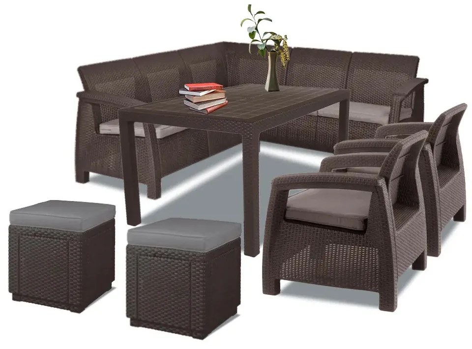 Set de mobilier de grădină Corfu Relax duo cub maro