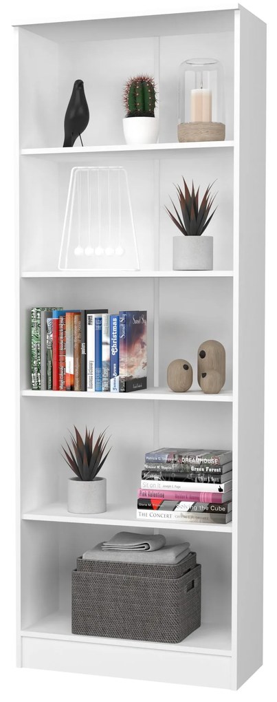 Biblioteca Flint, 4 Polite, Alba, 70 x 32 x 196 cm