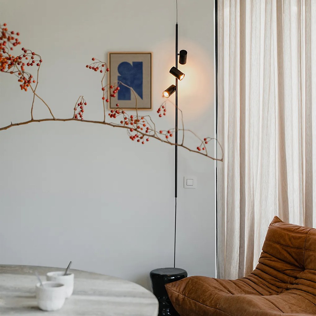 Lampă suspendată neagră cu comutator de picior cu 3 lumini - Jeana Luxe