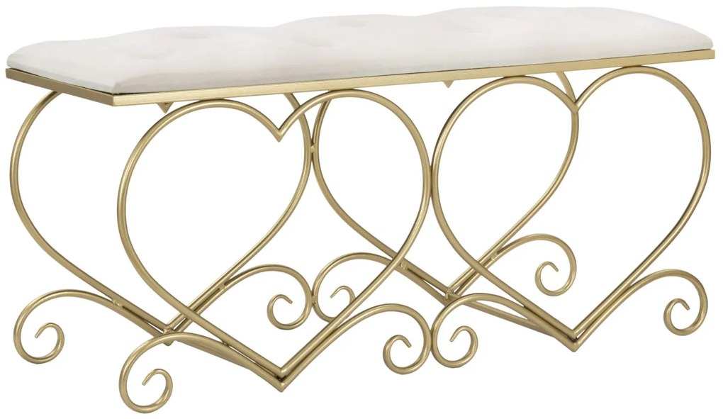 Mauro Ferretti Bancă Heart Crem, Dimensiuni: 105X37,5X51,5 cm. | Aosom Romania