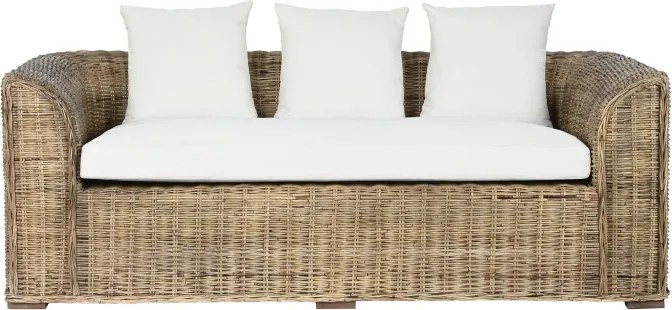 Canapea de exterior 3 locuri din rattan natural cu perne incluse, „Isla”