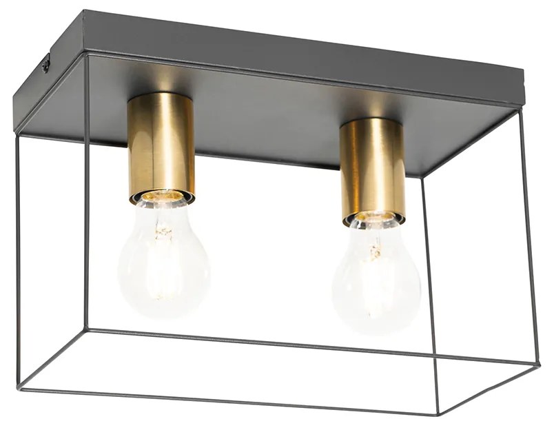 Plafoniera minimalistă neagră cu auriu cu 2 lumini - Kodi