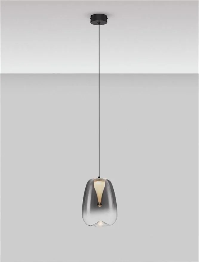 Pendul LED modern, Metal, Sticla, Gri Fumuriu, OBLO