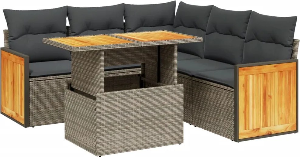 vidaXL Set canapele de grădină cu perne, 6 piese, bej, poliratan