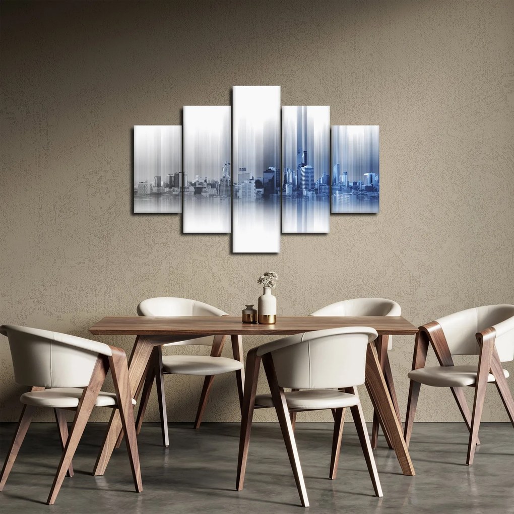 Tablou - Panorama orașului, albastru-gri (150x105 cm)