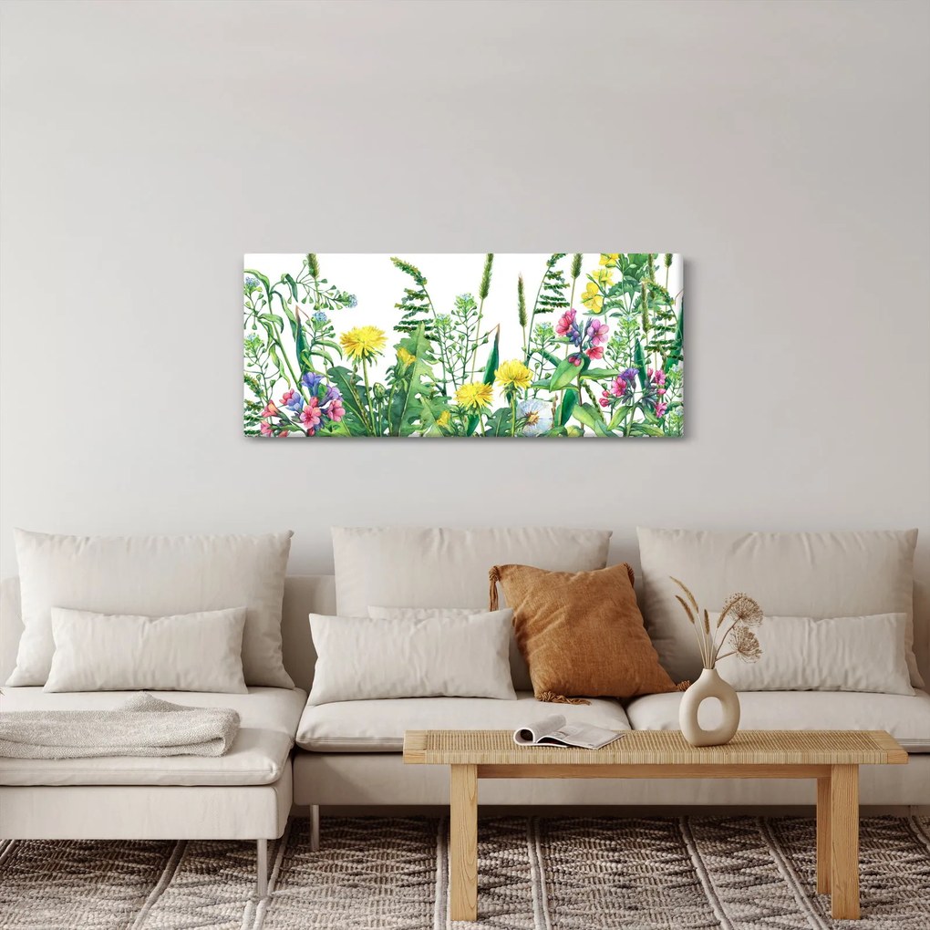 Tablou - Flori de pajiște pictate (120x50 cm)