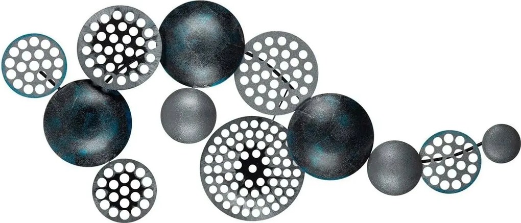 Decoratiune perete BRONTE-CH103-4, gri inchis/albastru, metal, 90x8x42