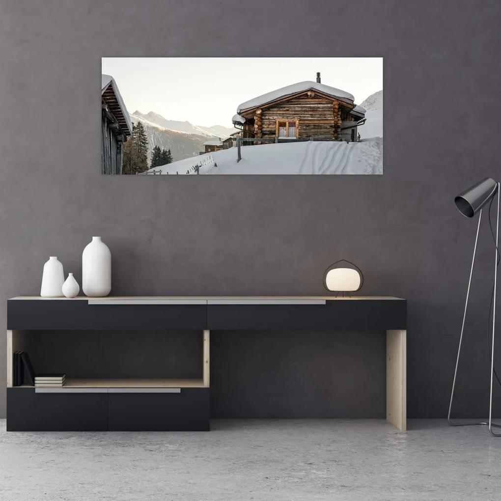 Tablou - cabana montană în zăpadă (120x50 cm), în 40 de alte dimensiuni noi