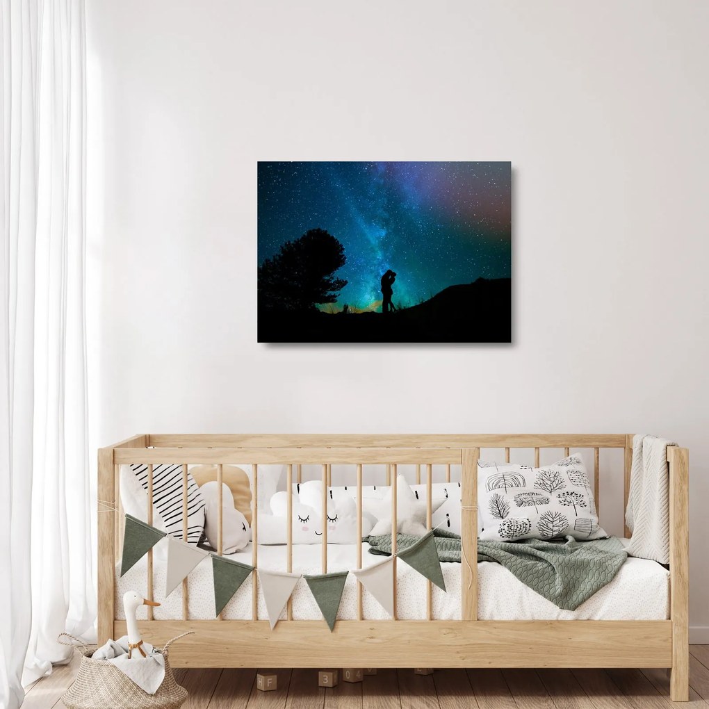 Tablou pe sticlă - Întâlnire sub stele (70x50 cm)