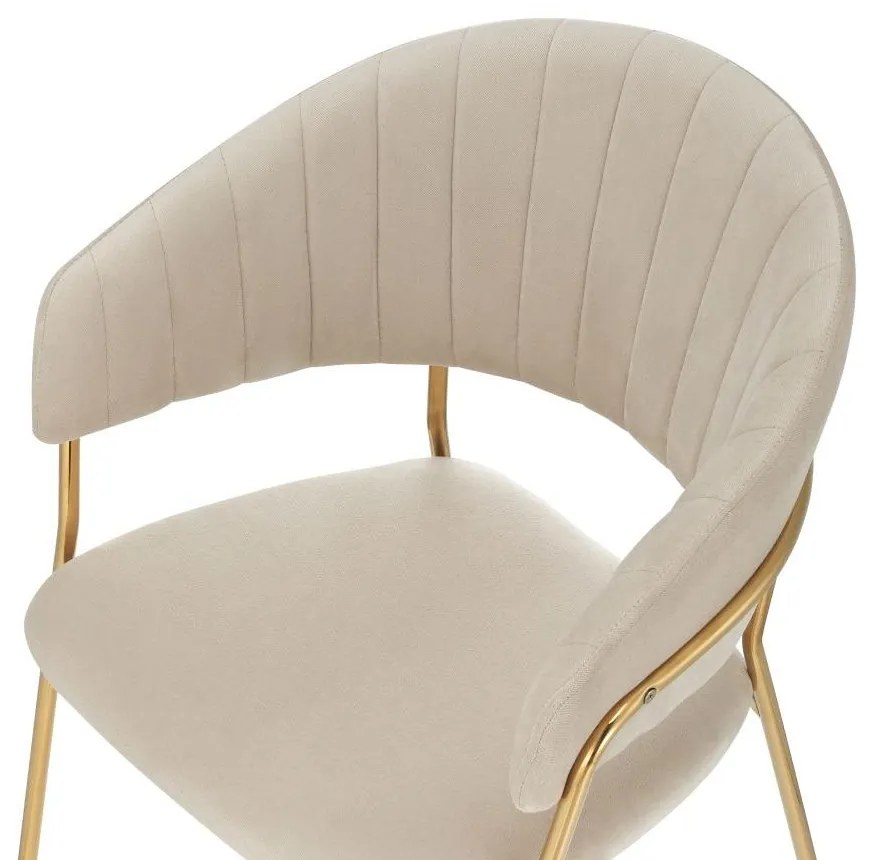 Fotoliu de sufragerie de design Dasmona 1 (Bej + Auriu + Crom) . 1097098