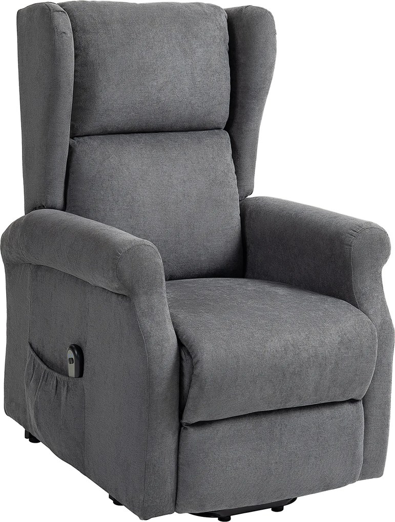 HOMCOM Fotoliu Electric Reclinabil din Material Textil cu Telecomandă și Suport pentru Picioare, 74x94x111 cm, Gri Închis | Aosom Romania
