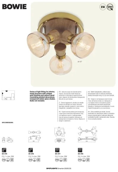 Redo 04-475 - Aplică perete BOWIE 1xE14/28W/230V