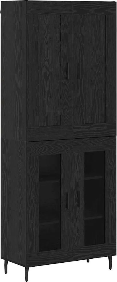 vidaXL Bufet 2 pcs Stejar Negru Lemn compozit