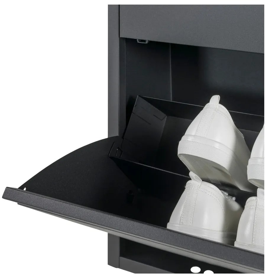 Pantofar negru cu deschidere înclinată din metal 75x77,5x22,5 cm Billy – Spinder Design