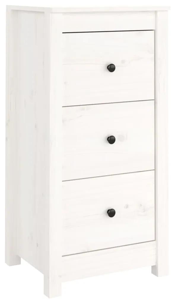 Servanta, alb, 40x35x80 cm, lemn masiv de pin 1, Alb, Dulap cu 3 sertare