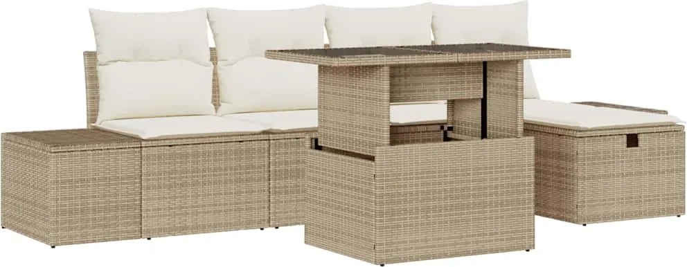 vidaXL Set de canapele pentru grădină 6 pcs Bej poliratan