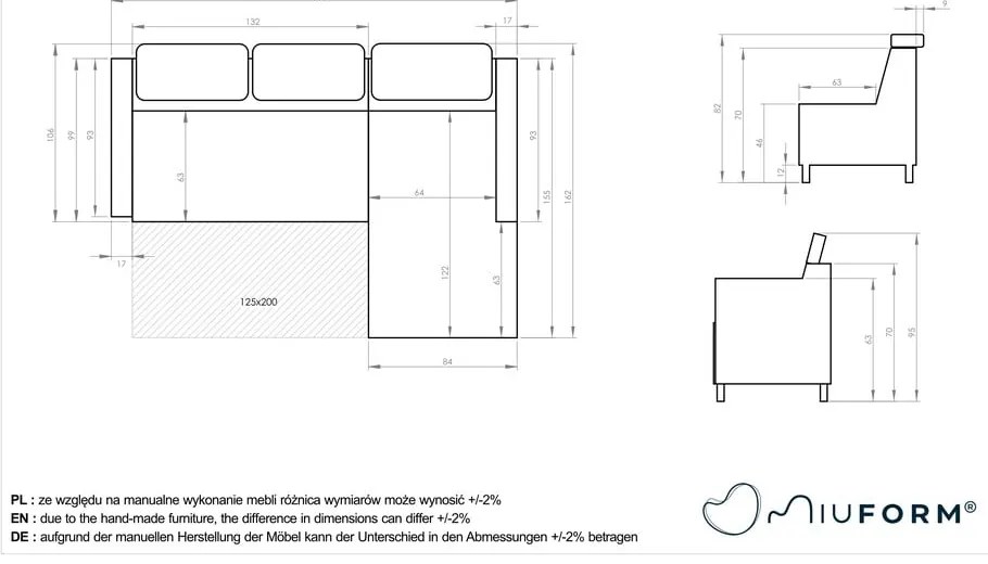 Colțar gri închis extensibil (cu colț pe partea stângă ) Sweet Harmony – Miuform