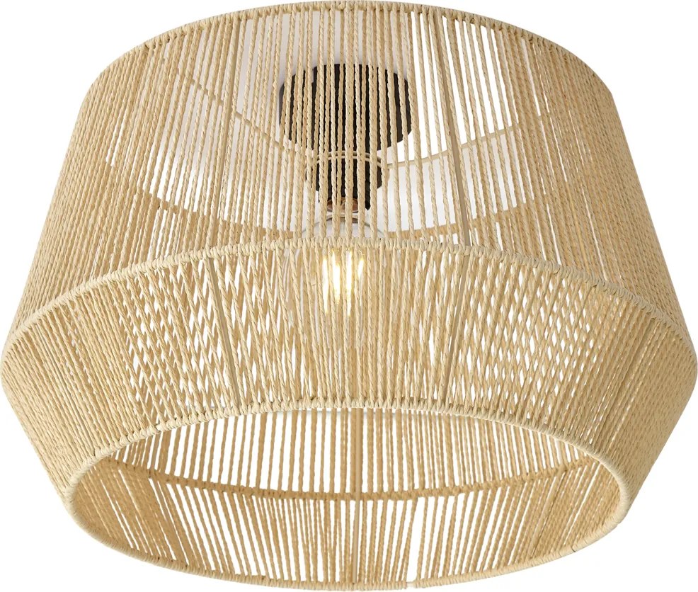 Plafondlamp zwart met beige papieren kap 50/50/30 - Combi