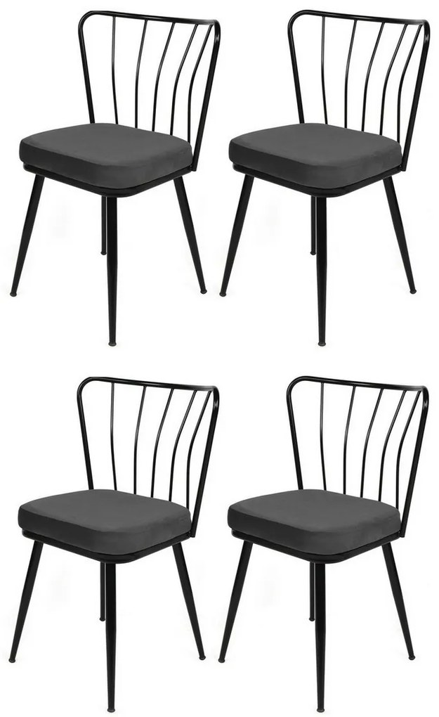 Set de scaune de sufragerie Yildiz Anthracite and Black, 4 buc., 4 buc
