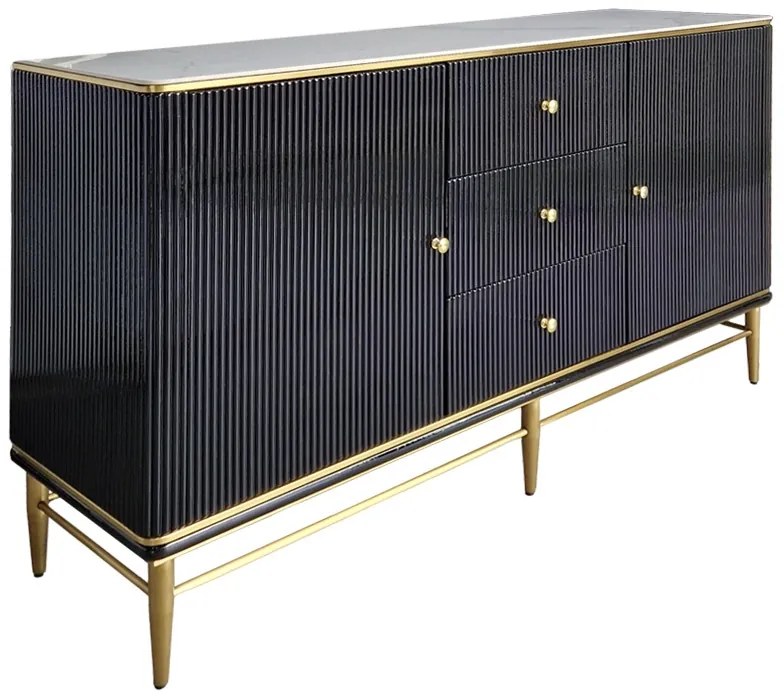 Comoda Violino negru/auriu/marmura alba L150 cm