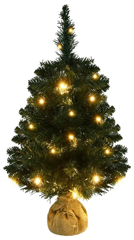 Brad de Craciun artificial cu suport  LED-uri verde, 60 cm PVC