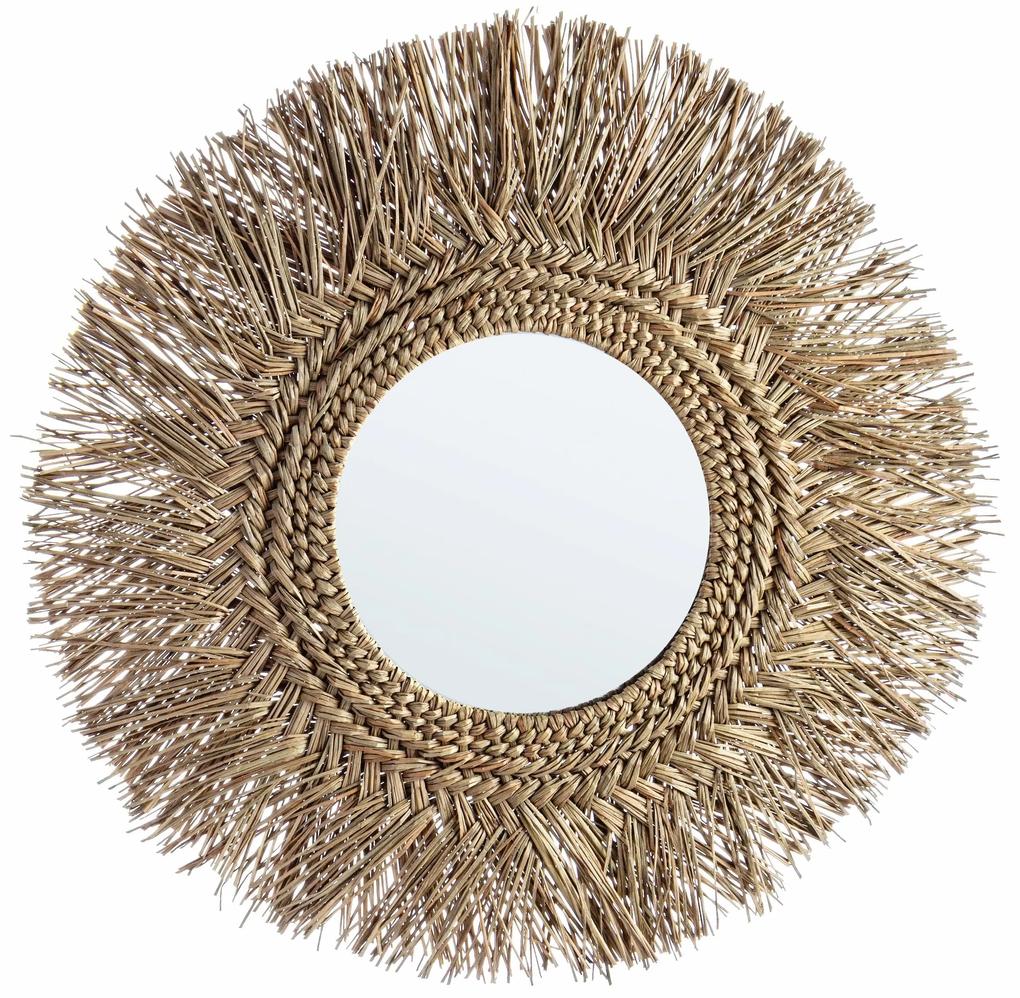 Oglinda decorativa cu rama din fibre de bambus, Ilusion, Ø73 cm