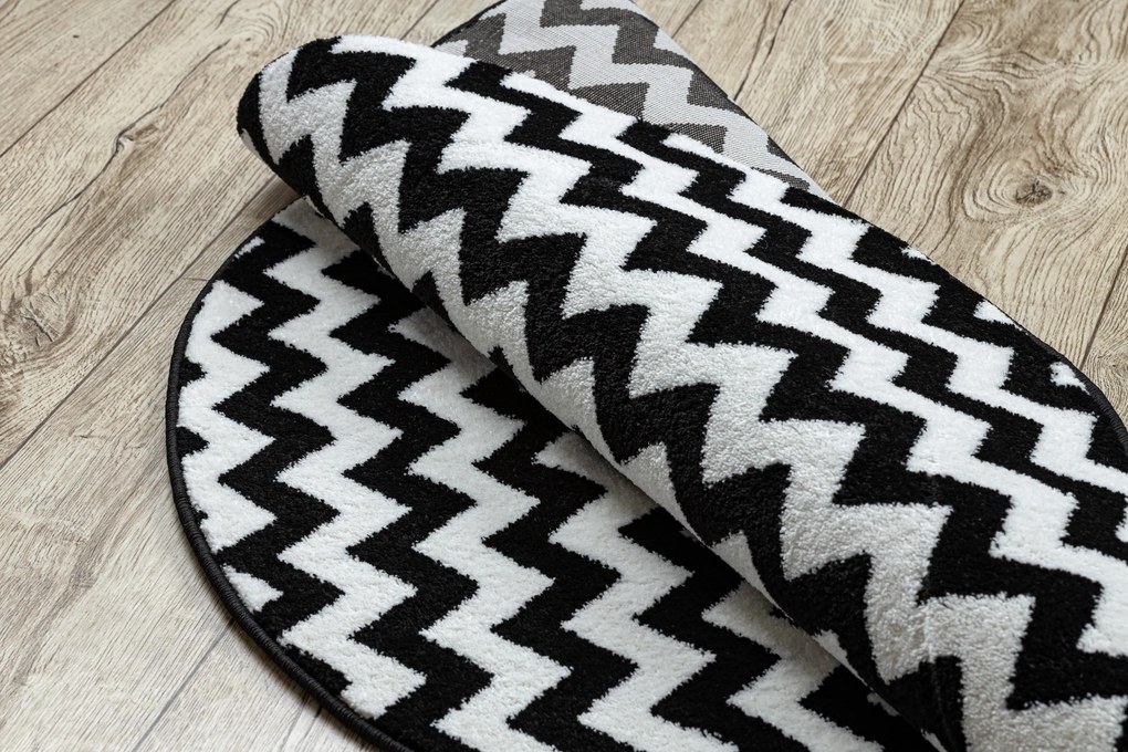 Covor Sketch rotund - F561 negru și alb - Zig Zag