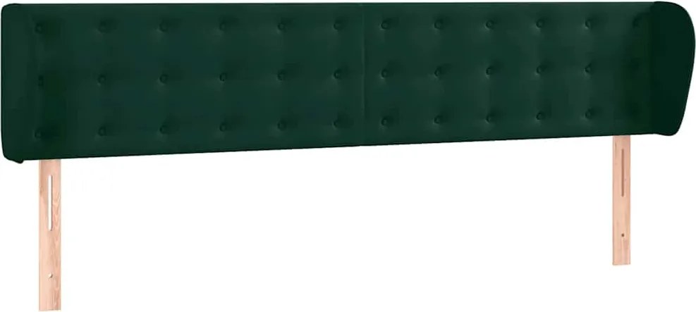 vidaXL Tăblie de pat cu aripioare verde închis 183x23x78/88 cm catifea