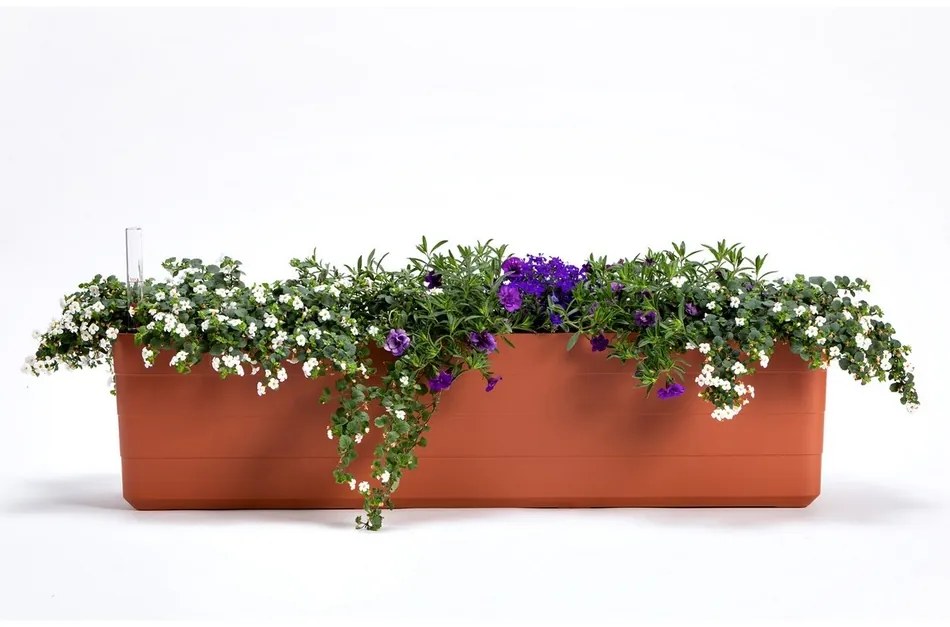 Jardinieră auto-irigare Plastia Berberis 80, teracota + ecru, 80 cm