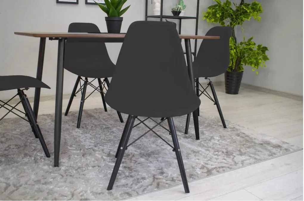 Scaune de sufragerie 4buc negre, stil scandinav Dark Classic