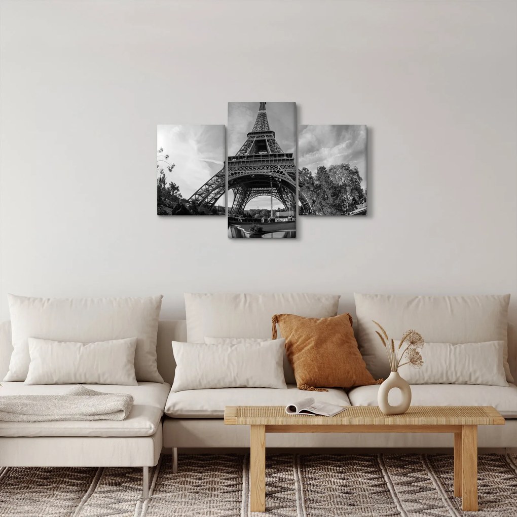 Tablou - Turnul Eiffel, alb-negru (90x60 cm)