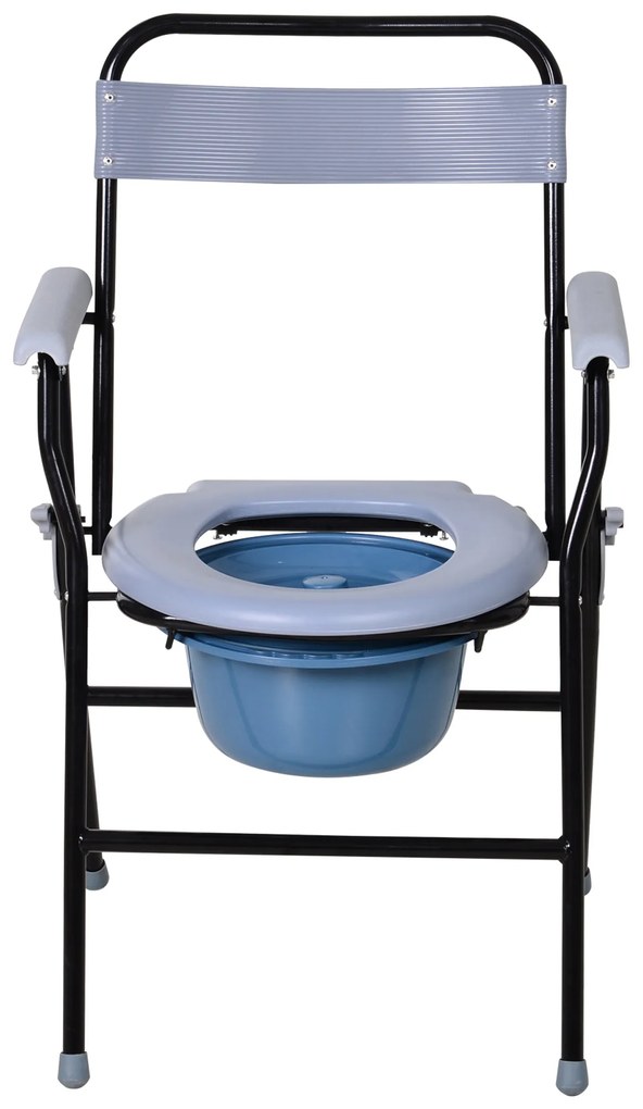 HOMCOM Scaun Toaletă Pliabil cu Găleată Detașabilă pentru Vârstnici și Persoane cu Dizabilități, Scaun WC, 52x50x75 cm, Negru | Aosom Romania